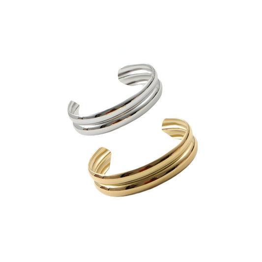 Bracciale rigido in Acciaio Regolabile in Oro e Argento