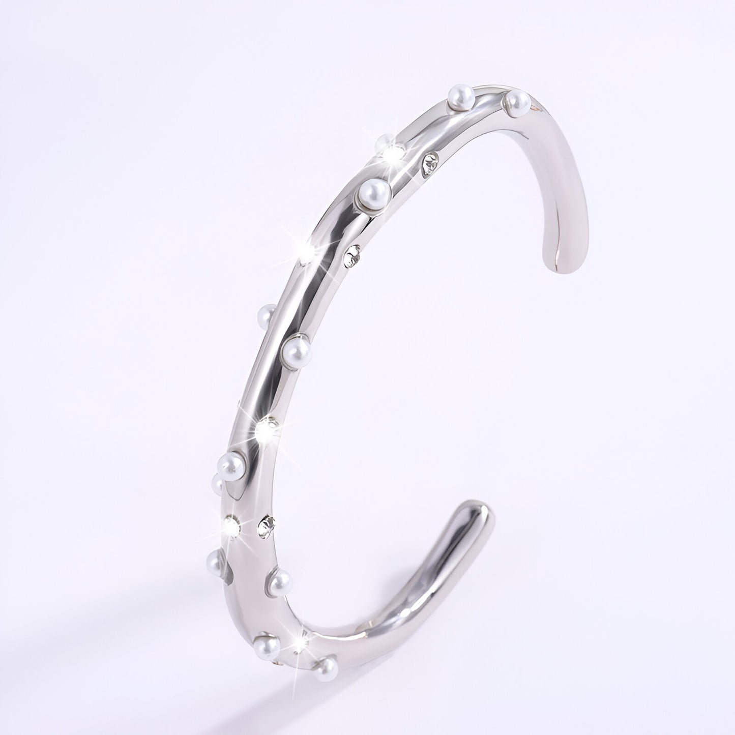 Bracciale Cuff Rigido Zirconi e Perle