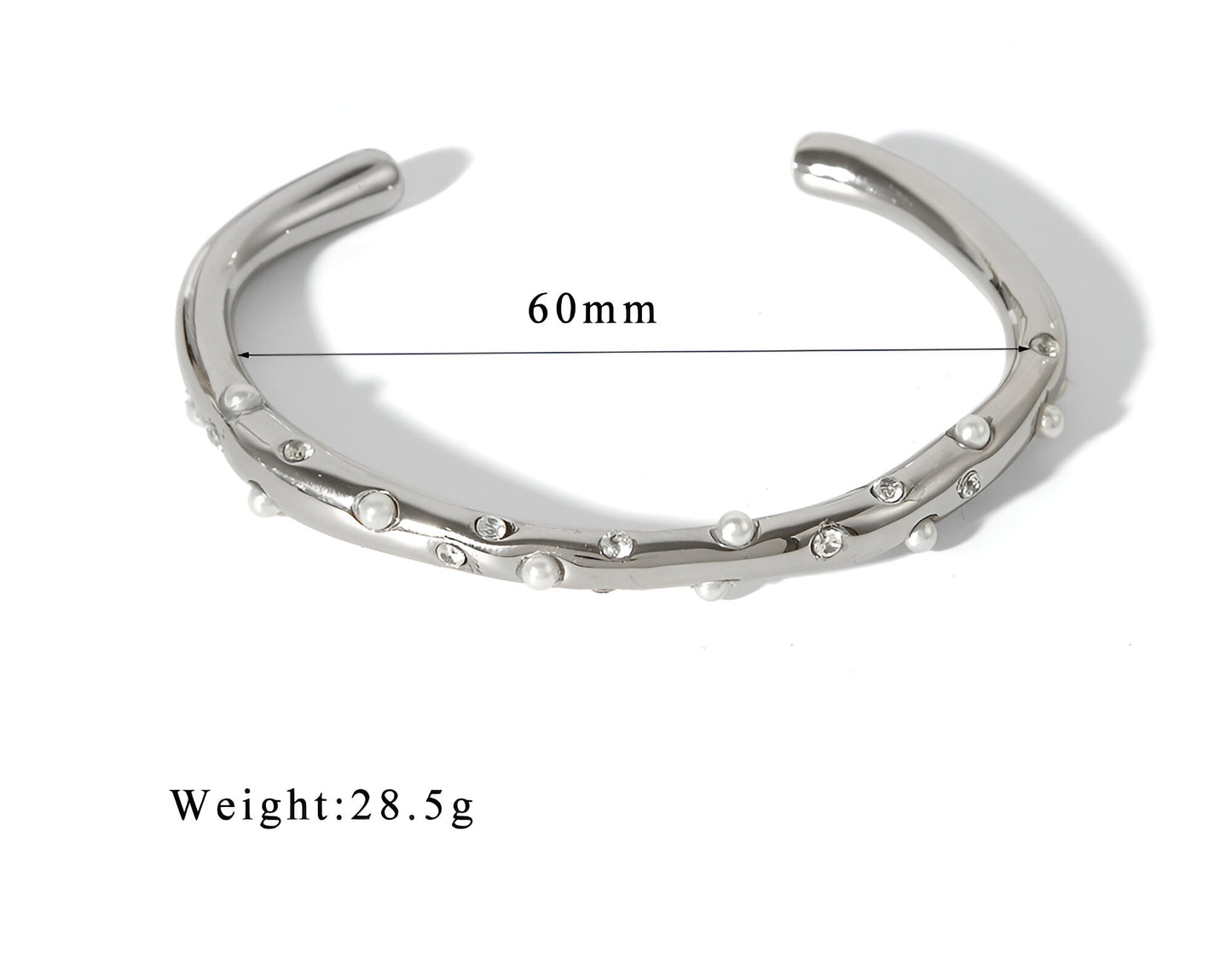 Bracciale Cuff Rigido Zirconi e Perle