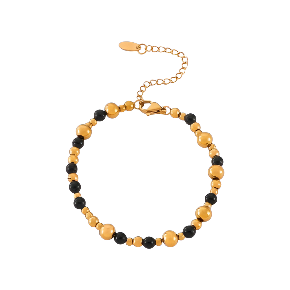 Bracciale Palline Acciaio Oro e Nero