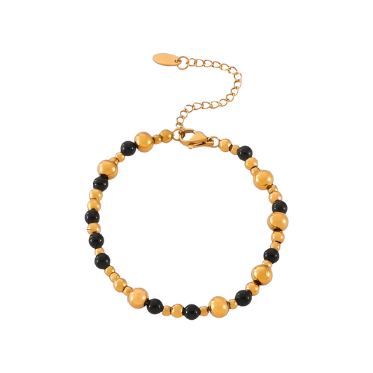 Bracciale Palline Acciaio Oro e Nero