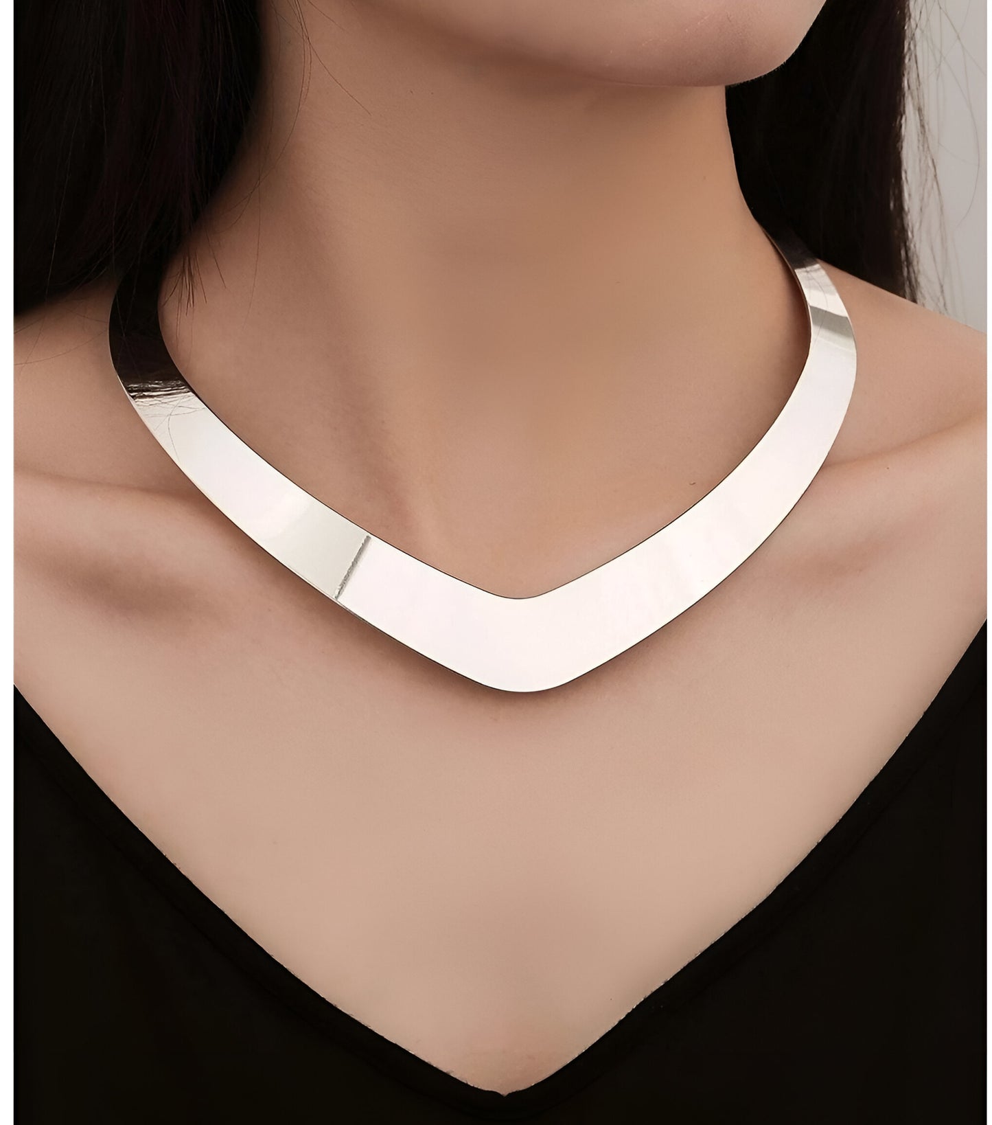 Collana Choker in Argento e Oro Minimal Moderno