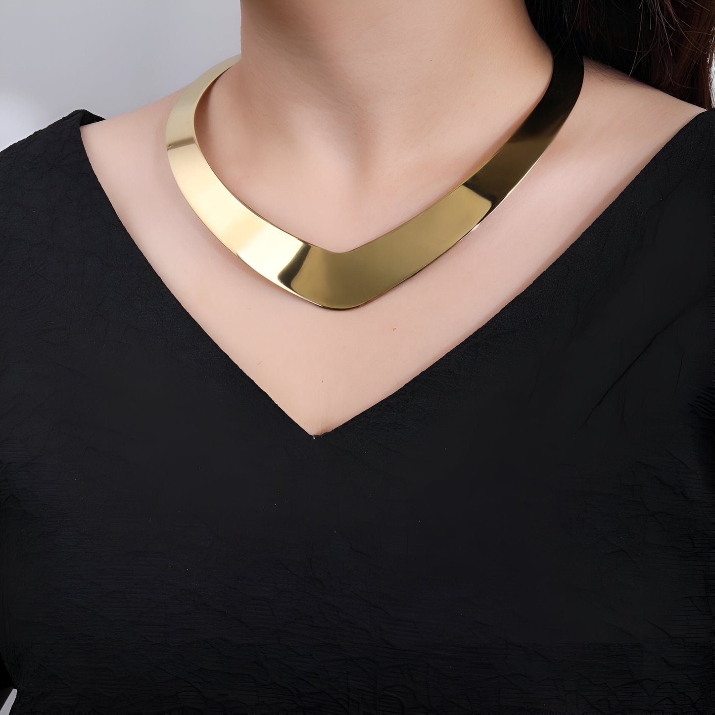 Collana Choker in Argento e Oro Minimal Moderno